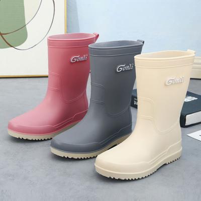 Regenstiefel für Damen Mode Frühling und Herbst Mid-Tube Regenstiefel für Outdoor-Bekleidung Erwachsene Überschuhe Gummischuhe Arbeitswasserschuhe