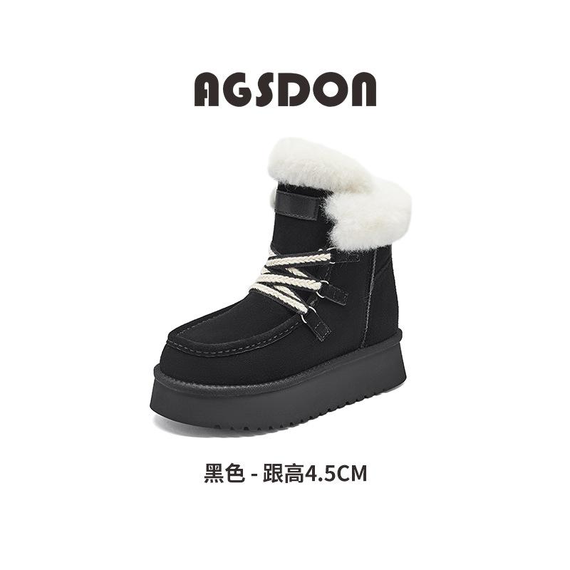 Augustine platform snow boots women's winter 2025 new piled thickened medium tube short boots wear fluffy cotton shoes