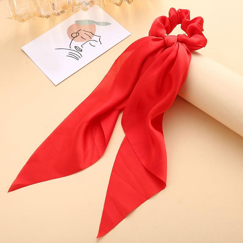 New Fashion Women Girl's Bow Scrunchies Hair Ribbon Elastic Hair Band Solid Color Horsetail Hair Ties Hair Accessories