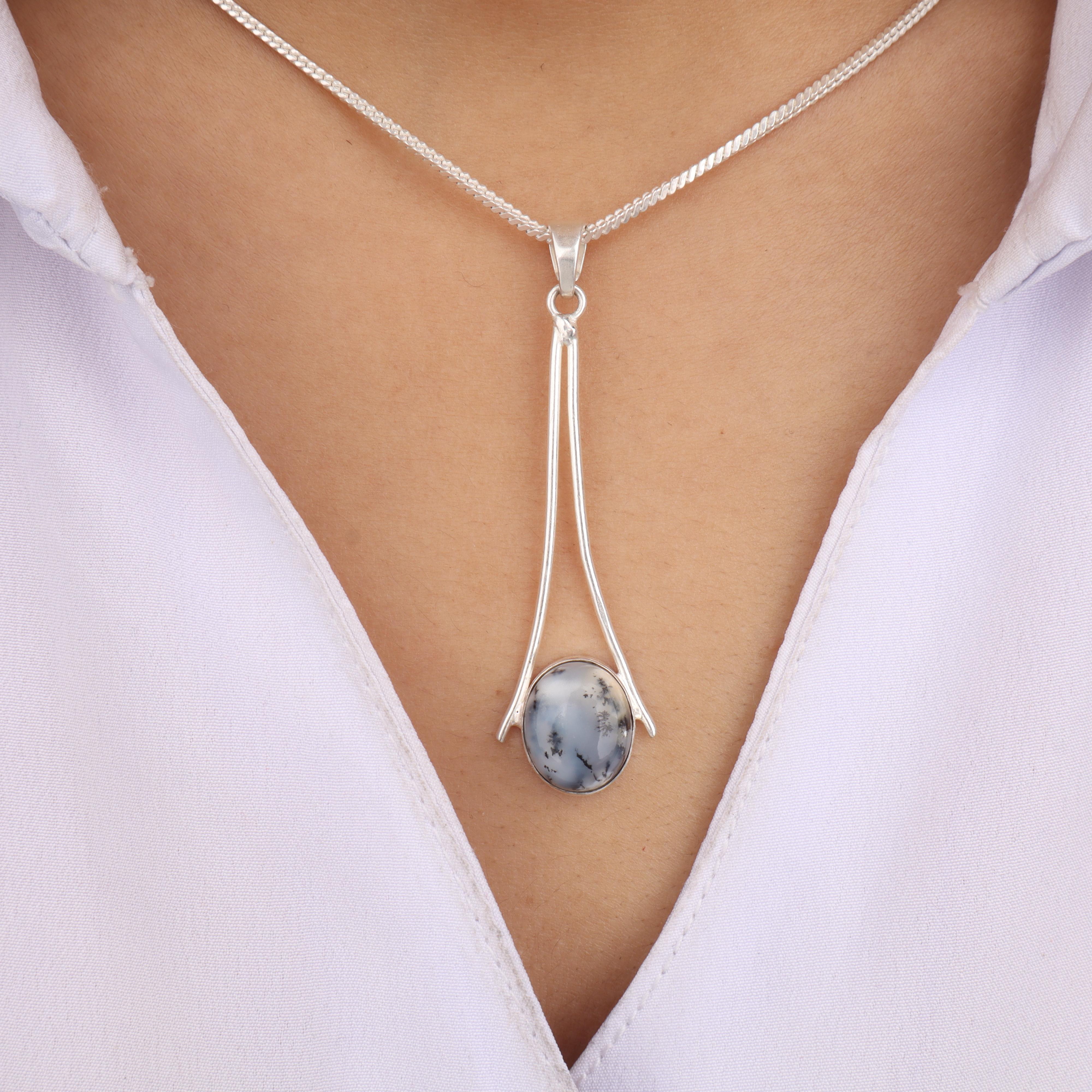 Dendritic Opal Gemstone 925 Sterling Silver Handmade Jewelry Designer Women s Pendant 1.79  PP-69-36