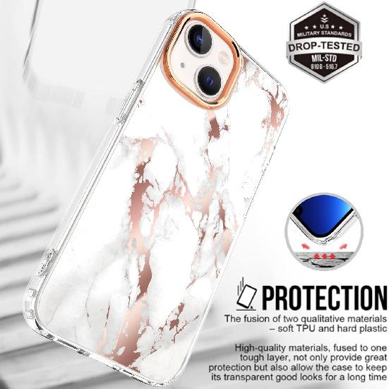 BAISRKE Compatible with iPhone 13 Case,Clear Case with Marble,for Girly Women,Shockproof Marble Pattern Hard Back Cover for iPhone 13 Case 6.1 inch