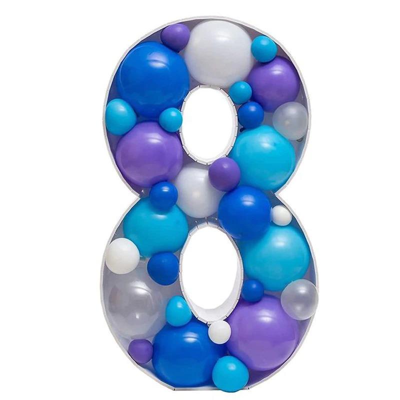 100cm Blank Number Mosaic Balloon Frame DIY 0-9 Filling Box Large Number Foam Board for Birthday Anniversary Party Decoration
