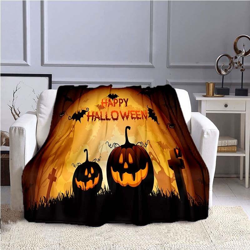 Halloween Horror Pumpkin Huanted House 3D Print Blanket Sofa Bed Blanket Super Soft Warm  Blanket Cover Fleece Throw Blanket