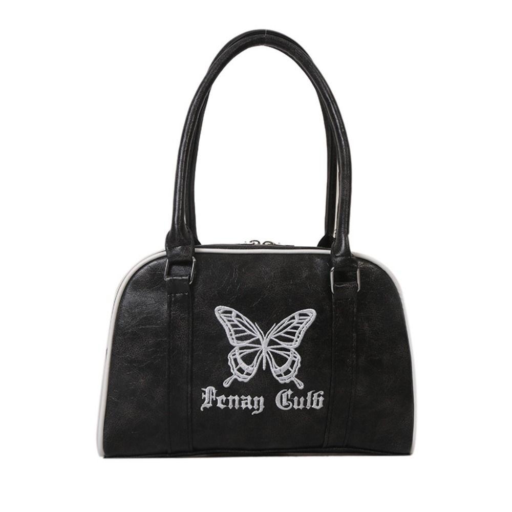 

ПУ Вышивка Бабочка Сумка через плечо Коричневая Женская Сумка Бостон Простая Винтажная ПУ Сумка Ручная Сумка Уличная чёрный