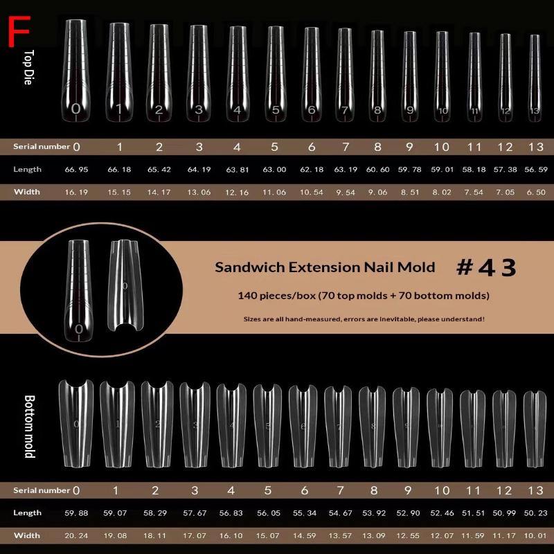 140/280Pcs Sandwich Dual Nail Forms Extensions-Dual Forms Top Bottom Mold Long Square Almond Nail Art Forms Manicure Tool