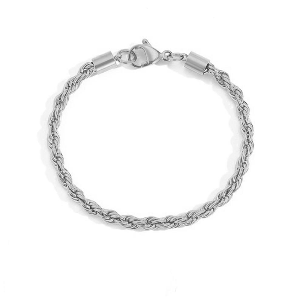 Chaine Torsadée Plaquée Argent Style Corde - Taille Ajustable Pour Homme Ou Femme - Neuve Sous Emballage