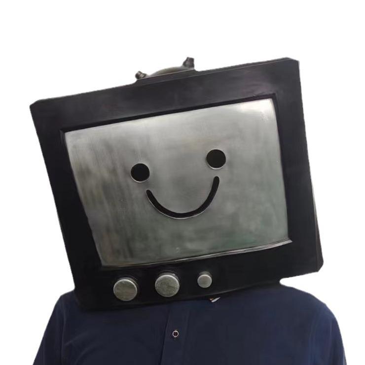 cos TV people VS Toilet headgear, prank audio device, mask costume, latex mask prop