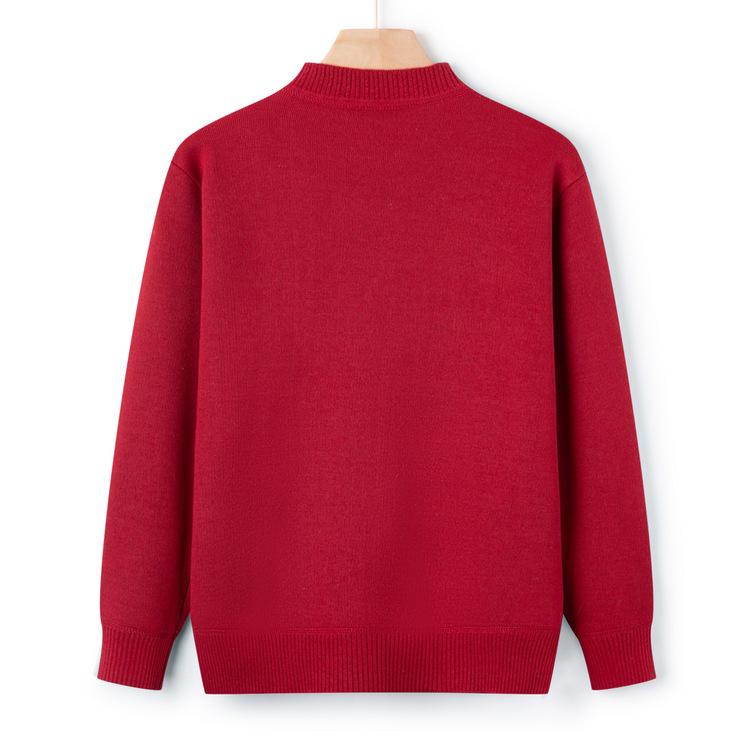 Mom's Autumn Warm Sweater for The Elderly Autumn and Winter Integrated Velvet Sweater Grandma Plus Velvet Thickened Casual Top
