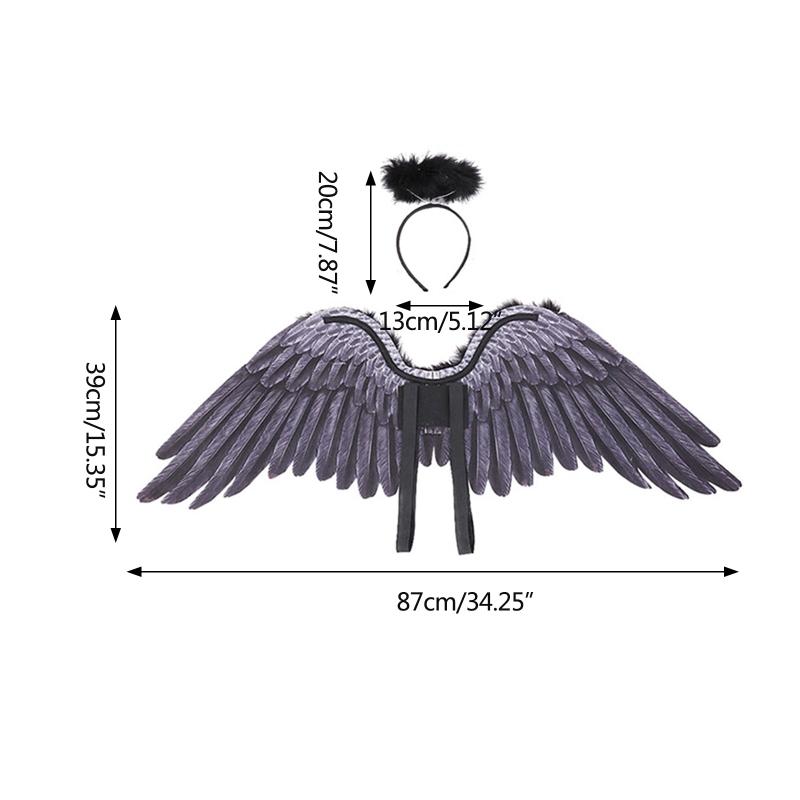 Classy Fairy Fancy Dress Feather Angel Wings Halo Hair Hoop Adult Child Feather Costume for Halloween Christmas