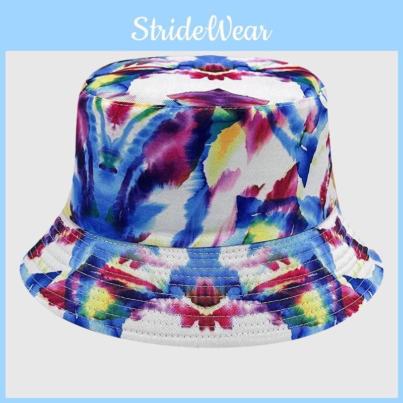 Neutral Summer Tie Dye Printed Fisherman Hat Outdoor Breathable Hat Sunshade