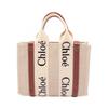 Used WOODY Small Tote Bag Canvas Leather Beige Brown Used Women