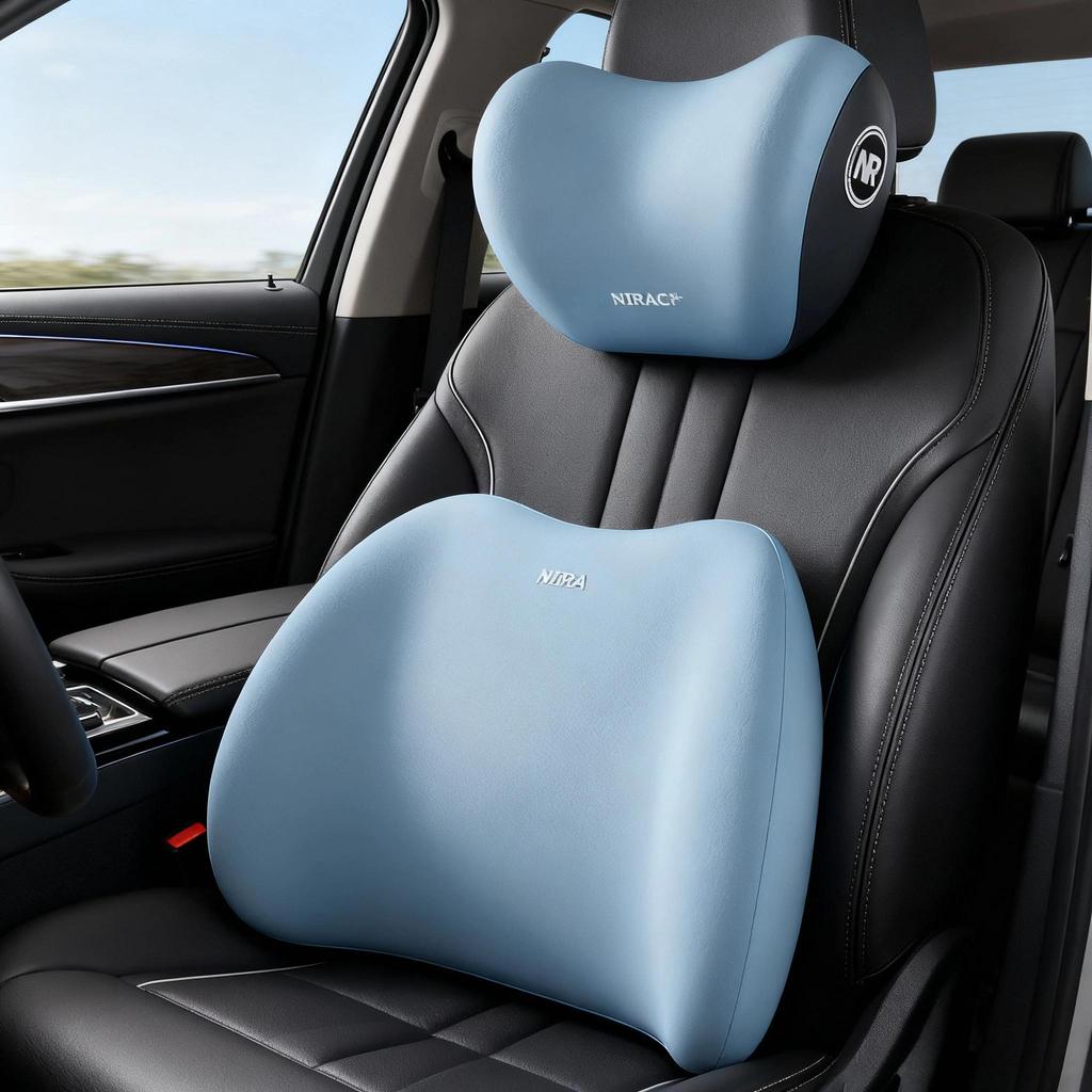 Blå Bil Minneskum Nakkestøtte Og Lendenpute Tretthetslindring Lendenstøttepute Komfortabel Kjøring Nakke Beskyttelse Stol Lendenstøtte