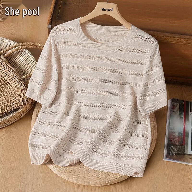 Women s Lyocell Linen Hollow Knit Short Sleeve Top 39