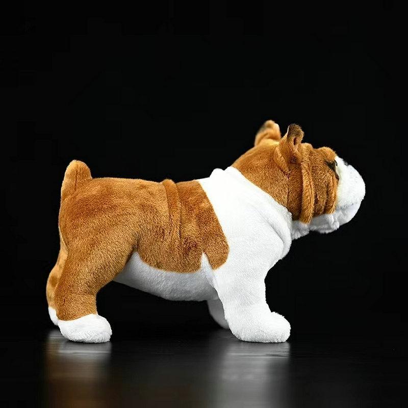 28x19cm New Bulldog Plush Toy Simulation High Fidelity Bull Terrier Plushie Dogs Lifelike Soft Stuffed Animals Doll Kawai Gift
