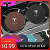 Car Sticker 2025 New Tesla Car Leather Water Coaster Non-Slip Mat Car Bottle Holder Insert Pad For Tesla Model 3 S Y 2022 2021 C