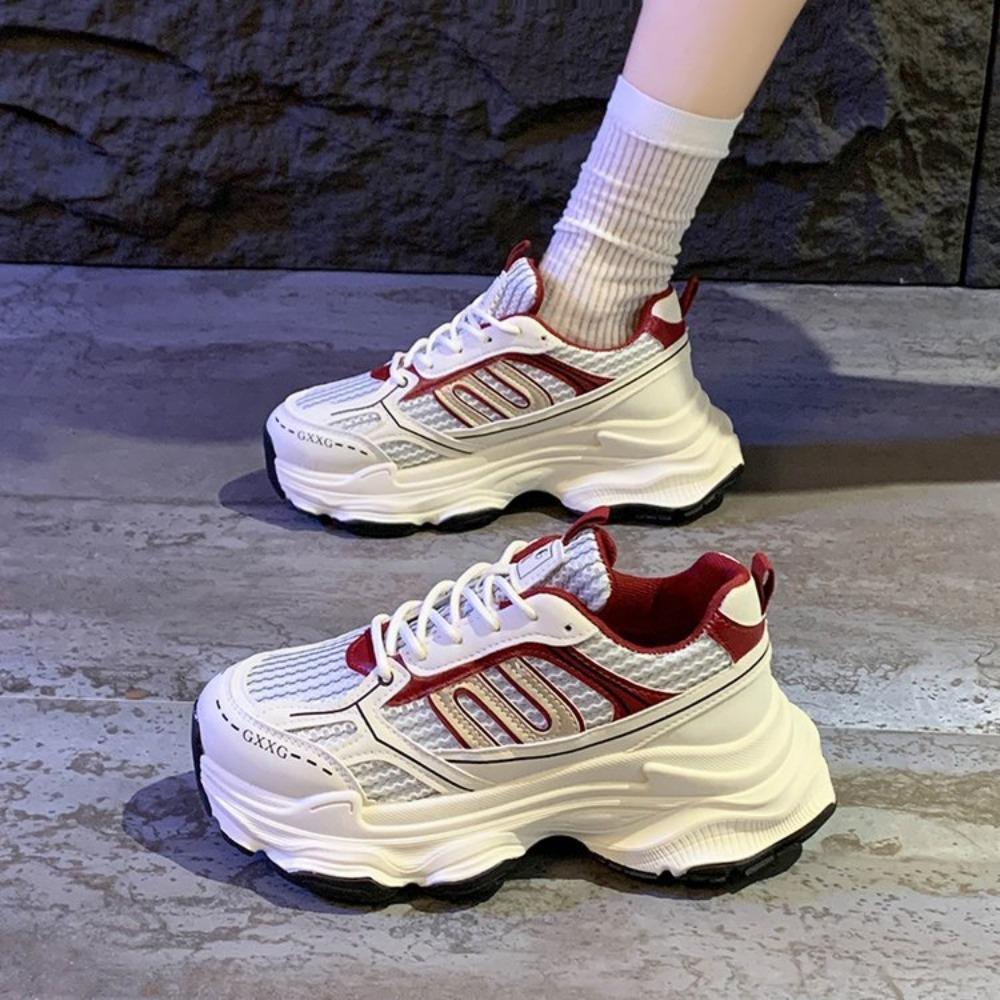 Trend Casual Mom WHITE Autumn Spring Sports Running Chunky Sneakers Women Shoes Platform Sports Women Vulcanized Shoes Lace Up
