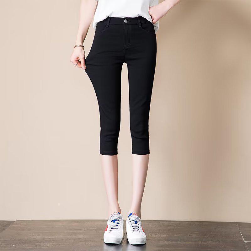 

Autumn 2026 Women s High-Waist Skinny Cropped Jeans 27 чёрный