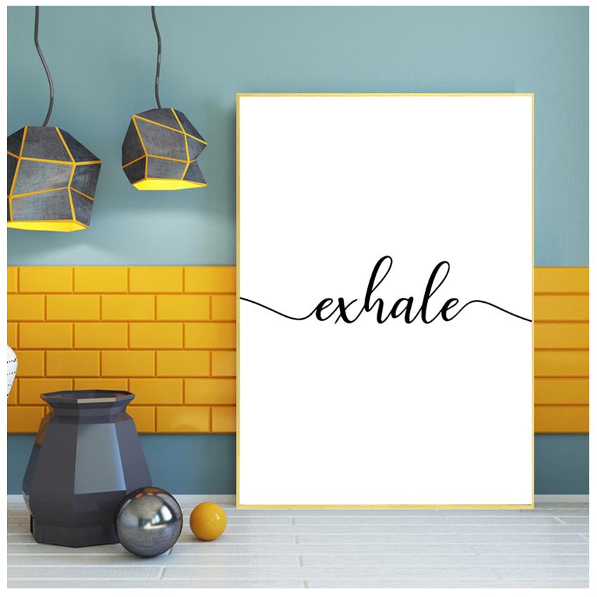 Nordic Room Decoration Inhale Exhale Black White Minimalist Canvas Wall Art Canvas Print Decorativev Picture Painting Wholesale