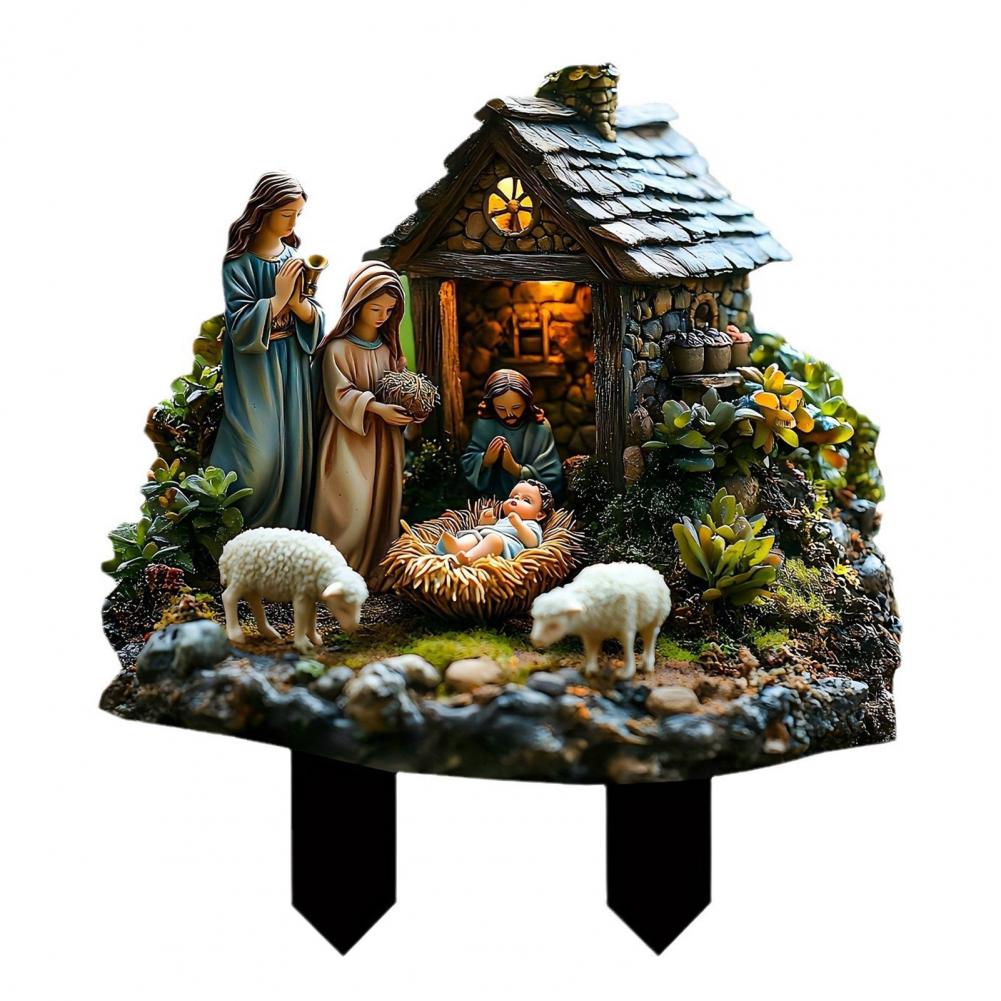 Acrylic Garden Stake Unique Nativity Design Stake Christmas Nativity Scene Garden Stake Yard Decor for Outdoor Patio Lawn 2d