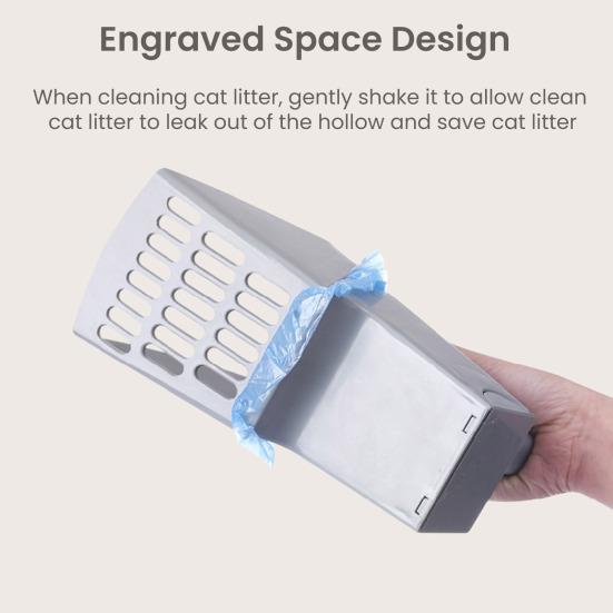 Cat Litter Scooper with Waste Can Pet Waste Scoop Cat Litter Shovel Hand Sifting Shovel with Trash Bag Holder for Indoor Cats Dogs