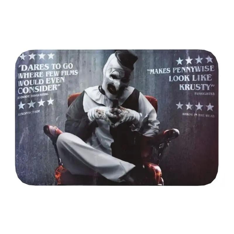 Horror Halloween Movie Terrifier Clown Front Door Mat Anti-Slip Indoor Absorbent Doormat Kitchen Balcony Entrance Rug Carpet