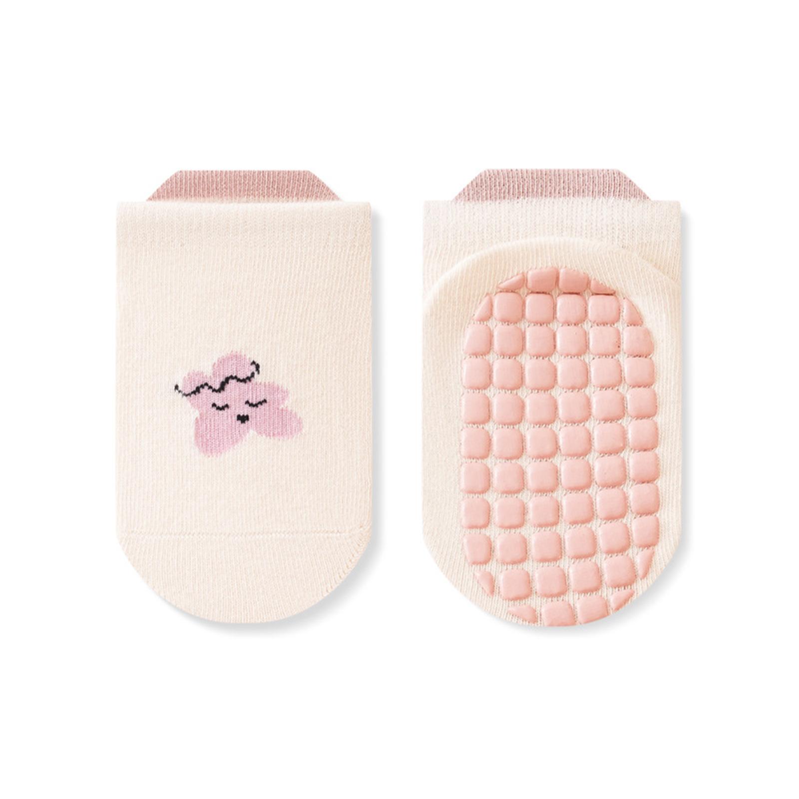 

Носки для малышей, носки с нескользящей резиновой подошвой, дышащие хлопковые носки с героями мультфильмов, носки для первых походов, детские носки для ходьбы в помещении M бежевый