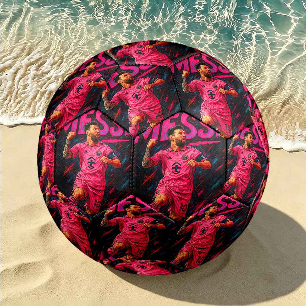 1pc Messi Miami Soccer Ball Size 5, Machine-stitched, Suitable for Practice Matches/tournament Training for Sports, Lightweight and Durable. C7012