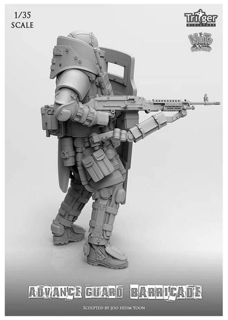 Nuts Planet Advance Guard Gardner Fighting with a Bulletproof Shield Unpainted Resin Assembly Kit T35002 1/35