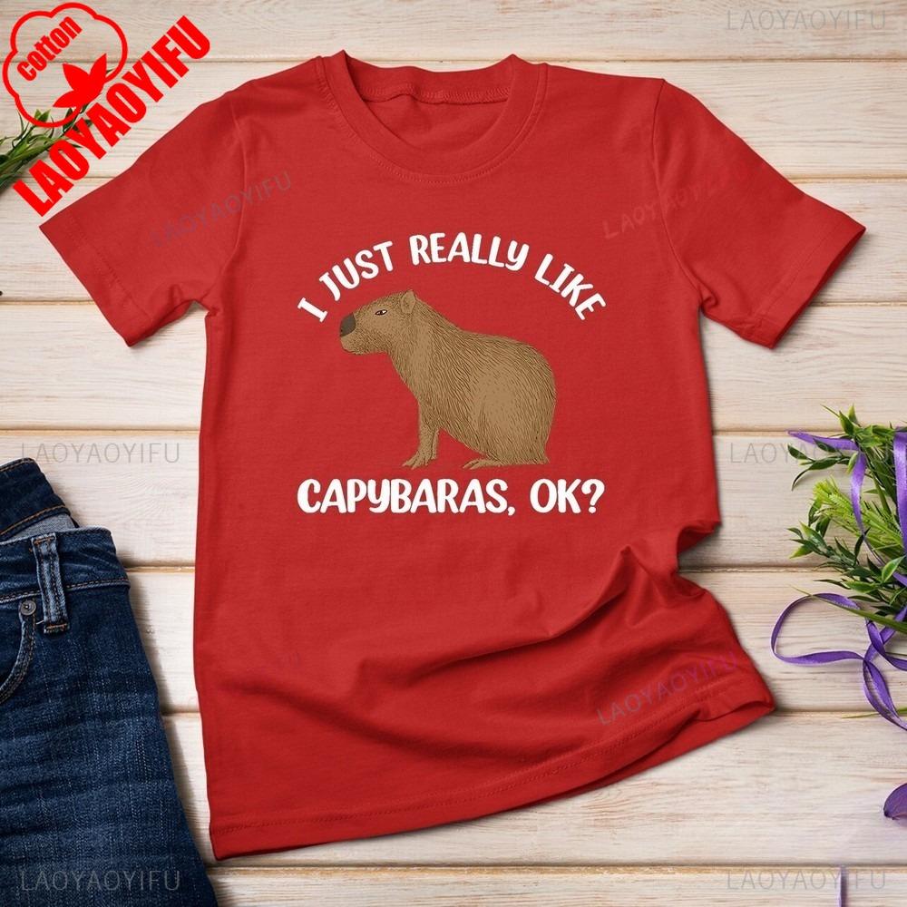 Funny Capybara forunisexunisex T shirt Rodent Capybara Enthusiast Unisex T-shirt Cute Graphic Printed Summer Short Sleeve