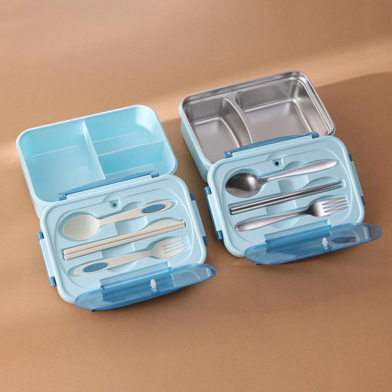 MeyJig Mikrovlnná krabička na oběd Nerezová Nepropustná Bento Box Nádoba na jídlo s nádobím