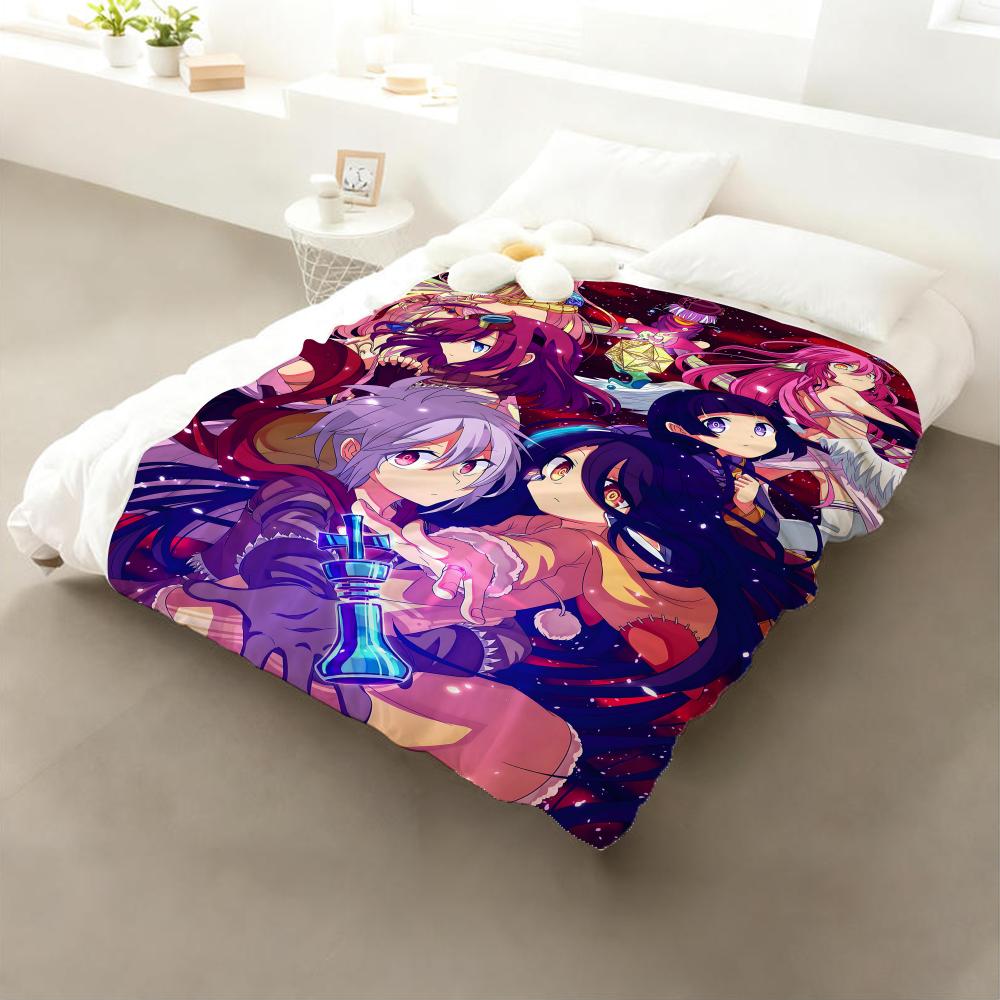 Anime NO GAME NO LIFE Throw Flannel Throw Blanket: Soft Kid-Friendly Warm Anti-Static All Season Washable Couch Bed Home