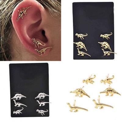 3páry Dámské Vintage Punk Animal Dinosaur Tvar Náušnice Piercing do uší