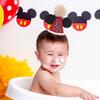 Mouse 1/2 Birthday Hat - Mouse Half Way To One Party Decorations,Mouse Ears Cake Smash Hat,Red Black Mouse Party Hat,6 Months Birthday Photo Props