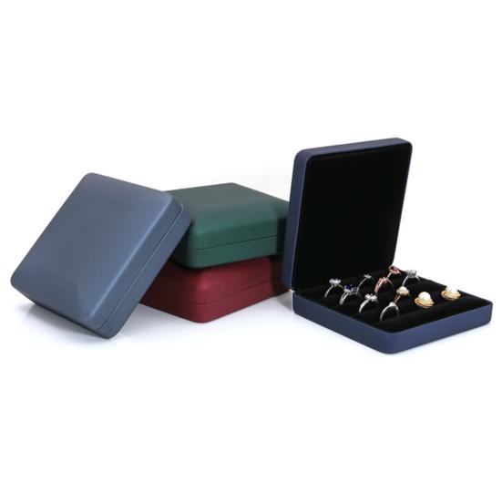 Portable Jewelry Storage Box Luxury Faux Leather Velvet Lining Solid Color Large Capacity Ear Studs Finger Ring Organizer Holder Container Case
