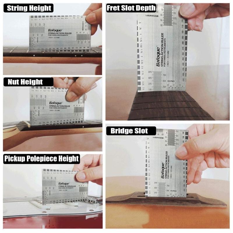 Guitar String Action Ruler Gauge Tool Stainless Steel Height Gauge Set Up Tool