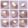 5pcs Retro Stainless Steel Gold Plated Ring Irregular Geometry Bow Ellipse Water Droplet Rings Diy Stone Drill Jewelry No Fading