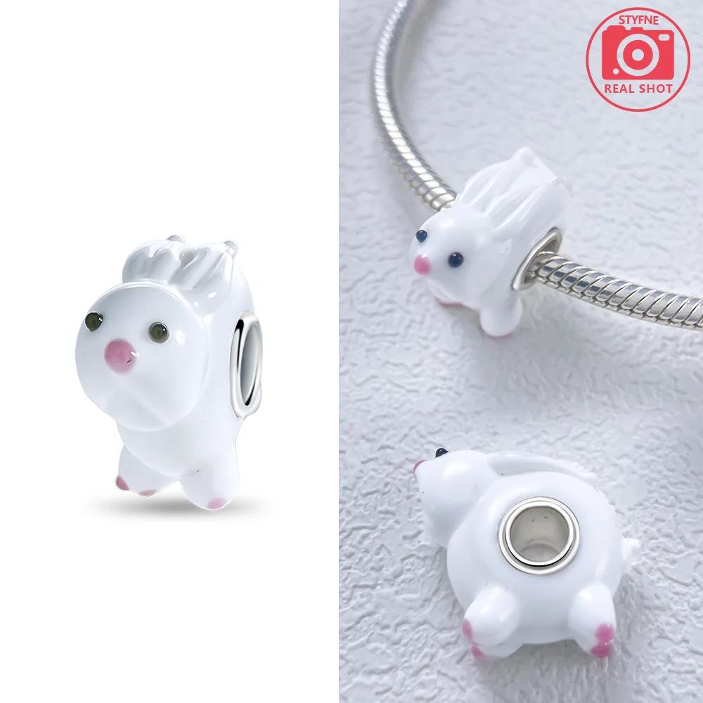 925 Silver Bracelet Women Diy Jewelry Gift Accessories Charms Beads Pink Murano Glass Blue Flower Butterfly Beads