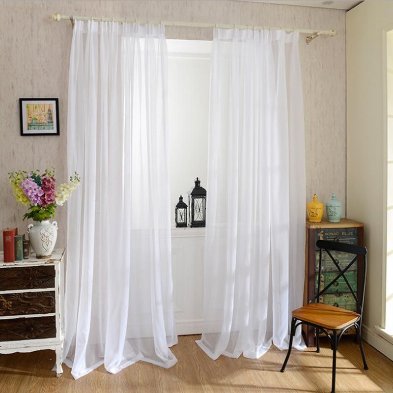 

White Window Screen Material Curtain Rod Bag Buttonhole Curtain Fabric Finished Product 140 * 215 punched type, one piece