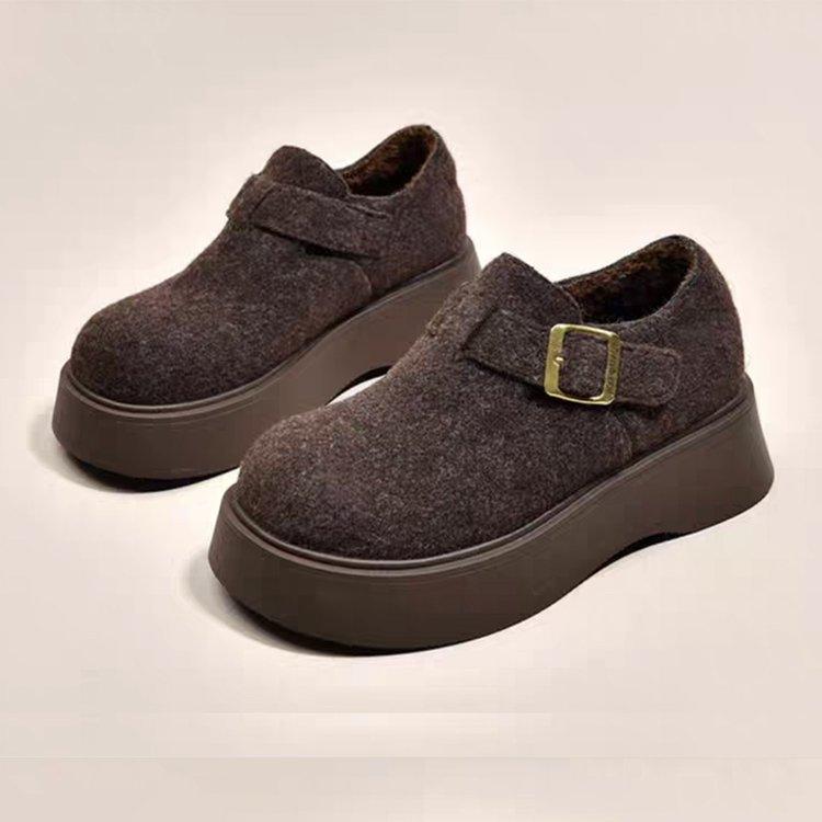 

Thick-soled gray Birkenstocks shoes autumn and winter velvet warm snow boots cotton shoes casual loafers 40 темно-коричневого кольору