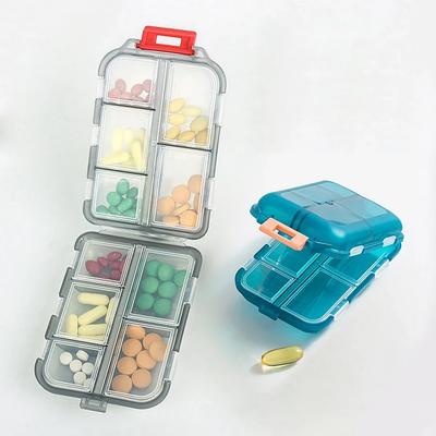 Boîte Organisateur de Pilules de Voyage à 10 Compartiments Boîte à Pilules Pliante Portative Petite Boîte à Pilules Contenant Quotidien pour Pilules Distributeur Boîte à Pilules Contenant en Plastique