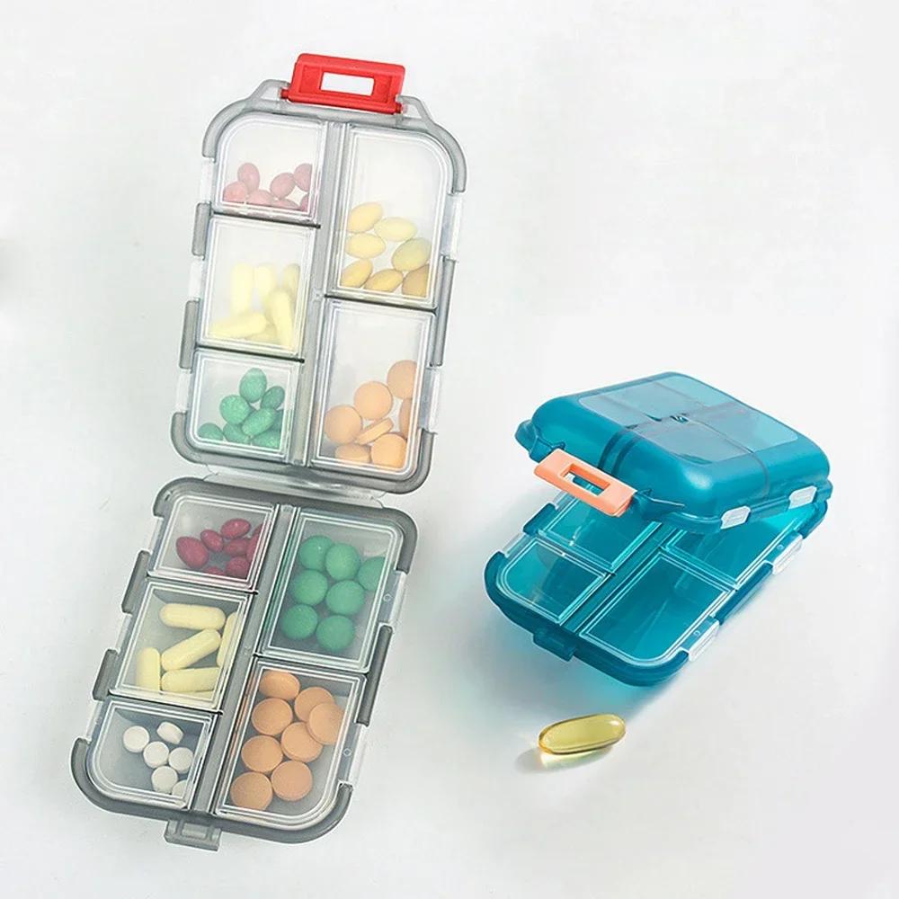 10 Grids Travel Pills Organizer Box Portable Folding Small Pill Case Daily Pills Container Pill Box Dispenser Plastic Container