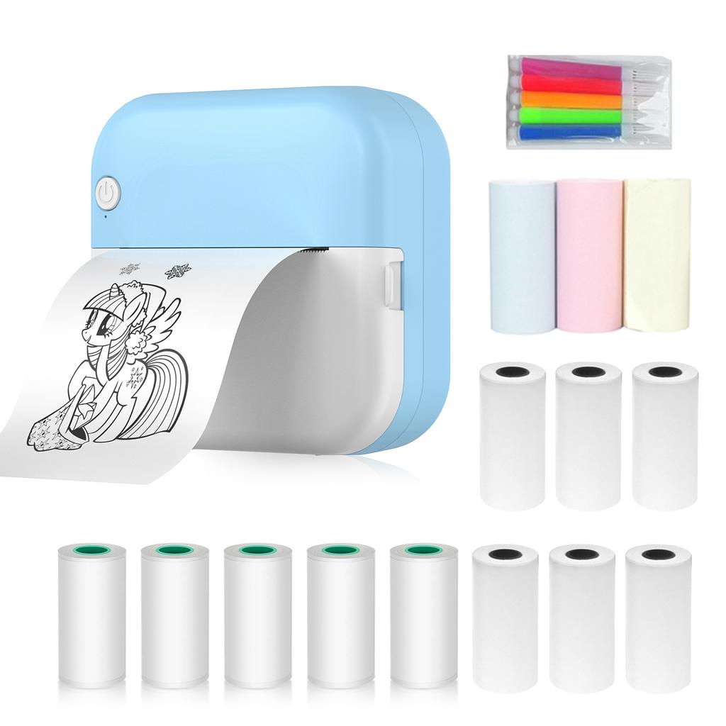 Mini termisk skriver Multifunksjon bærbar klistremerkemaker Øyeblikkelig fotoblekkfri utskriftsstøtte BT