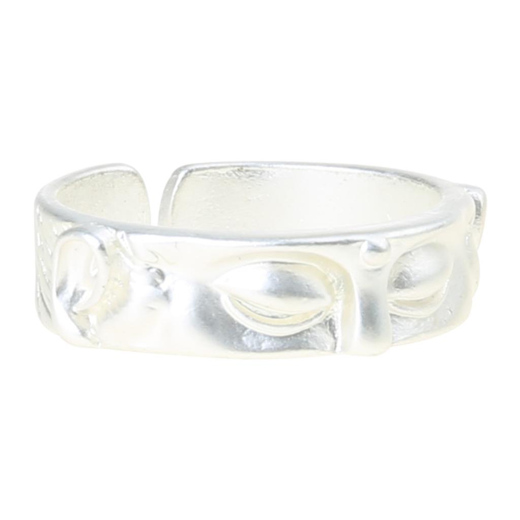 Finger Rings Adjustable Open Rings Buddhas Half Face Rings Accessory Handcrafted Buddhist Jewelry for Women Girl