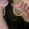 European & American fashion sparkling earrings, minimalist & high-end. Creative exaggerated large/medium/small hoop design, sold as 3-pair set.