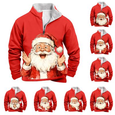 Herren Weihnachts Stehkragen Sweatshirt, Heißverkauftes Outdoor Freizeit Oberteil mit Kragen