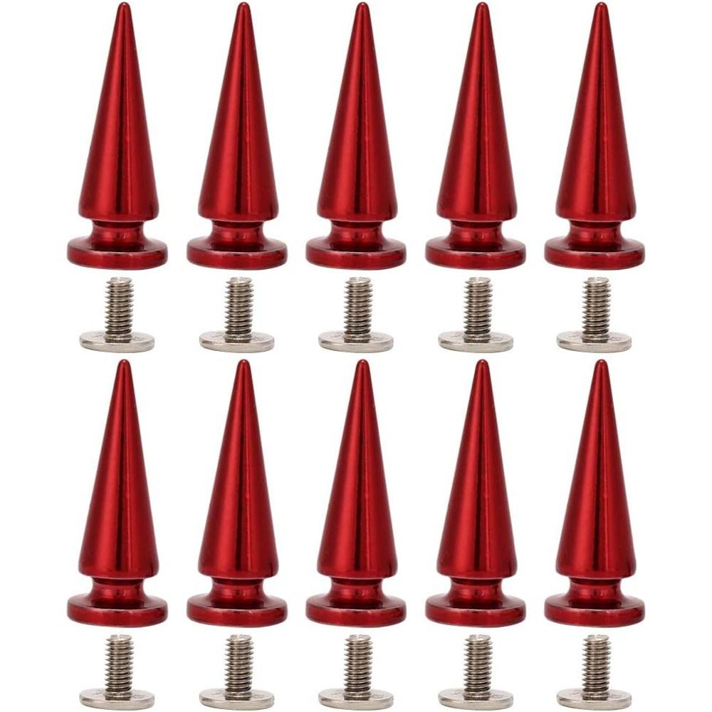 10 Sets Copper Bullet Rivets With Metal Screws – 10x26/29mm For Leather Crafts, Bags, Jeans, Canvas – 5 Colors (Green/Red/Bronze/Gold/Silver)