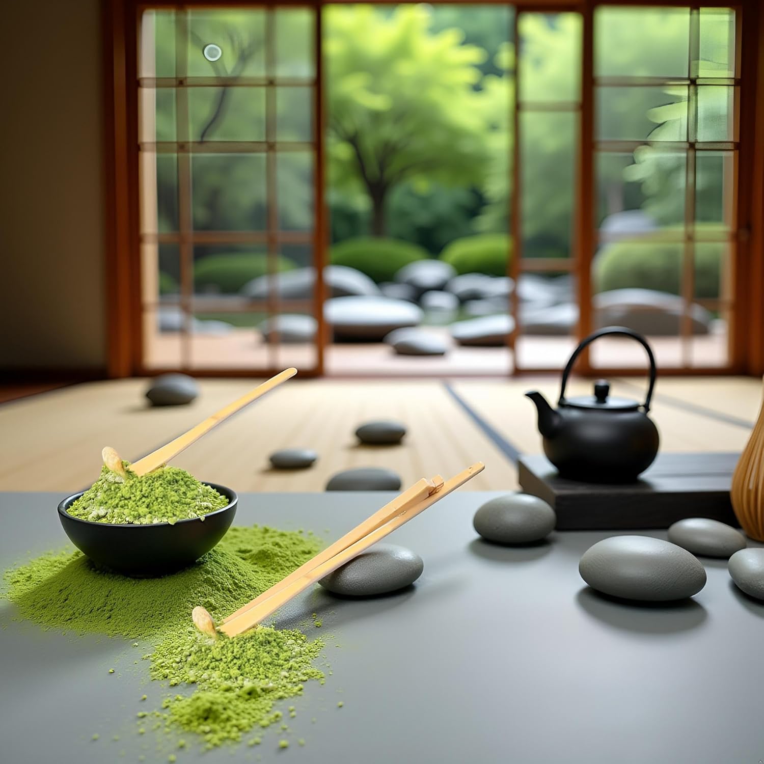 2 Pcs Bamboo Matcha Tea Scoop Set, Bamboo Matcha Scoop Japanese Chashaku Hooked Green Tea Spoon for Tea Ceremony, Traditional Japanese Chashaku,Tea