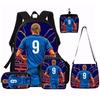 Set Zaino con Motivo Stella del Calcio 1/2/3/4/5 PZ – Zaino Casual di Grande Capacità con Pochette e Borsa Tote Abbinate, Perfetto per l'Uso Quotidiano