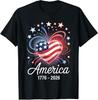 NEW LIMITED Flag Heart 1776 2026 July 4th 250th Birthday Best Tee T-Shirt S-3XL