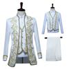 European Gold-encrusted Vintage Court Tuxedo Men's Stand-up Collar Embroidered Suit Three-piece Set Opera House Stage Costumes